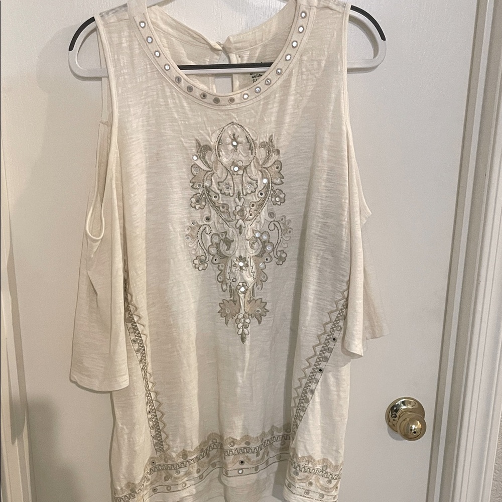 Chico's Cream Embellished Blouse